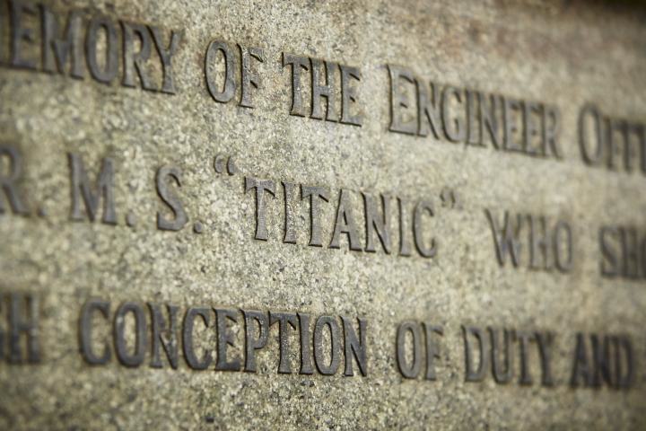 Close up of the Titanic Engineers' Memorial