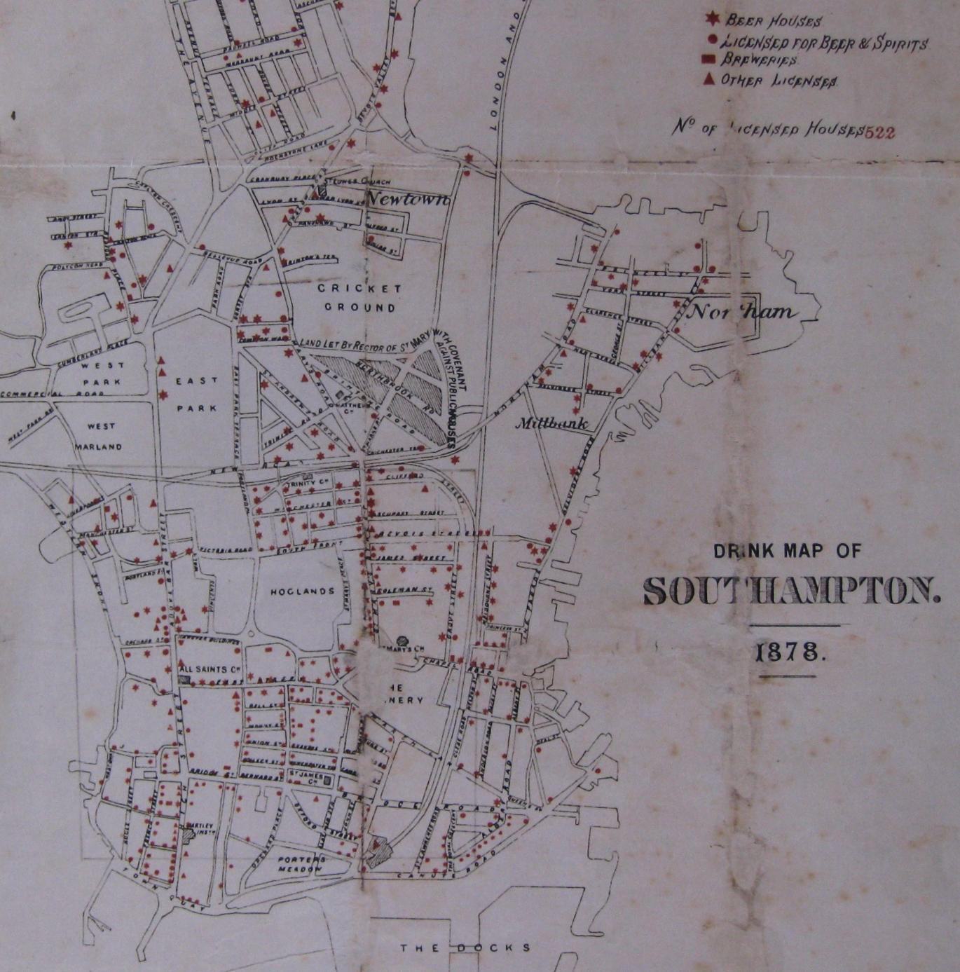 Map of Southampton from 1878