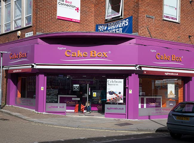 Frontage of Cake Box shop on East Street