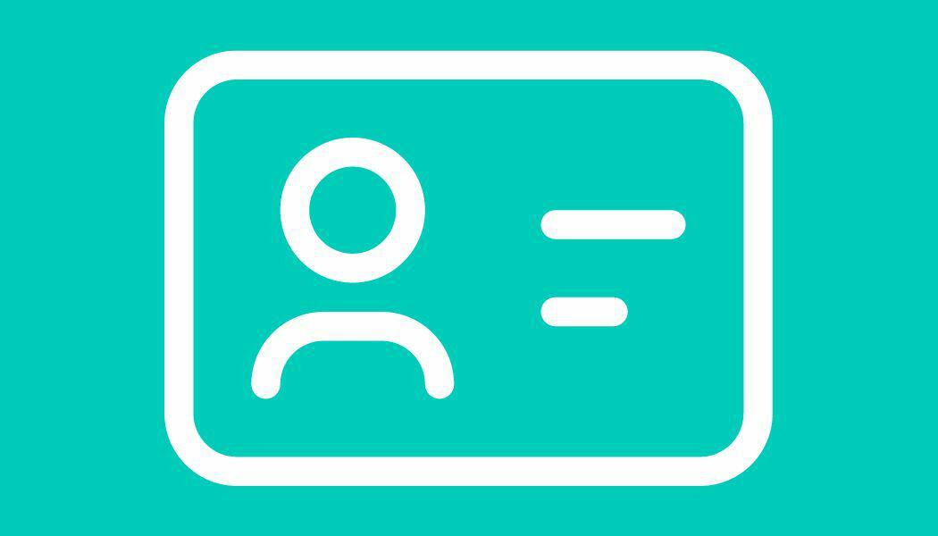 Business Card icon on a turquoise background