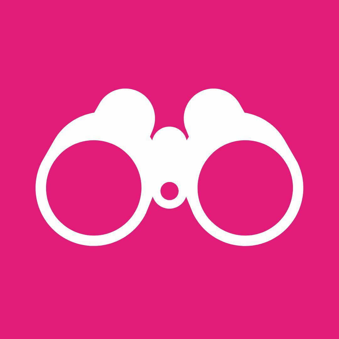 Binoculars icon on a pink background