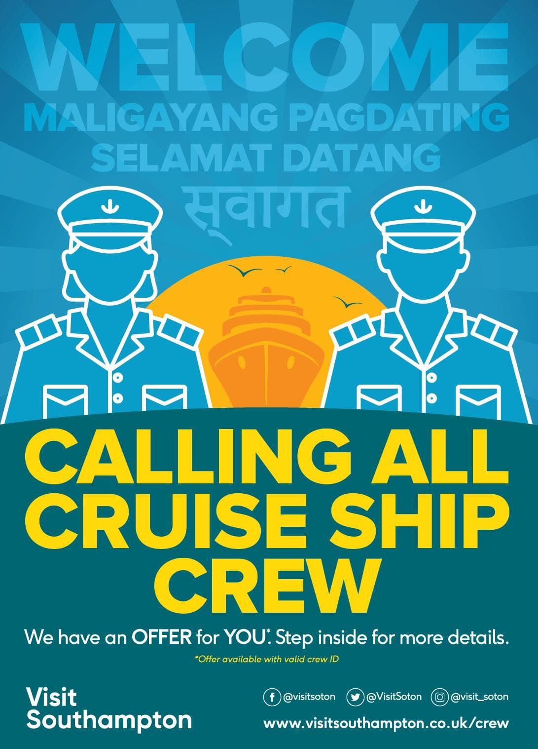 Poster with special offer for Cruise ship crew