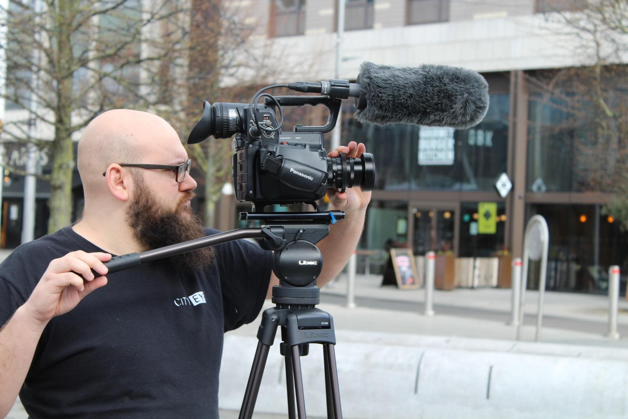 Film Crew Member Filming in Southampton