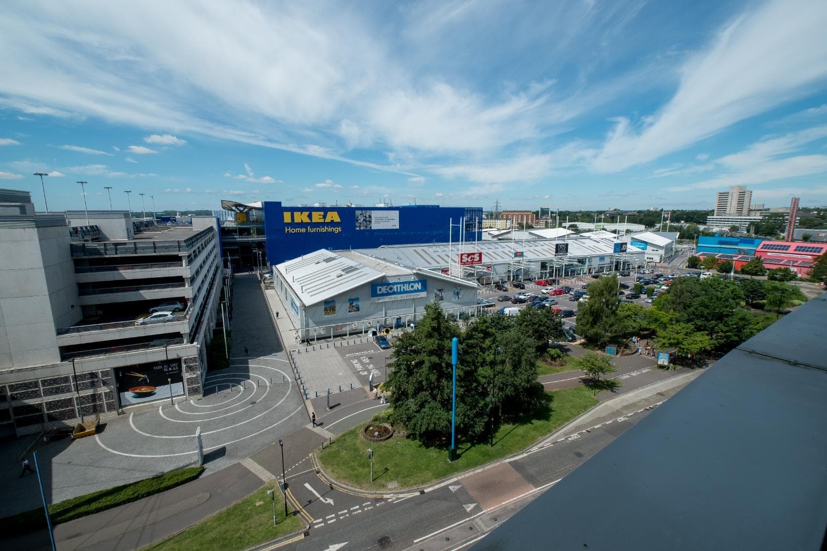 Looking across at Ikea and Westquay Retail Park, Southampton.