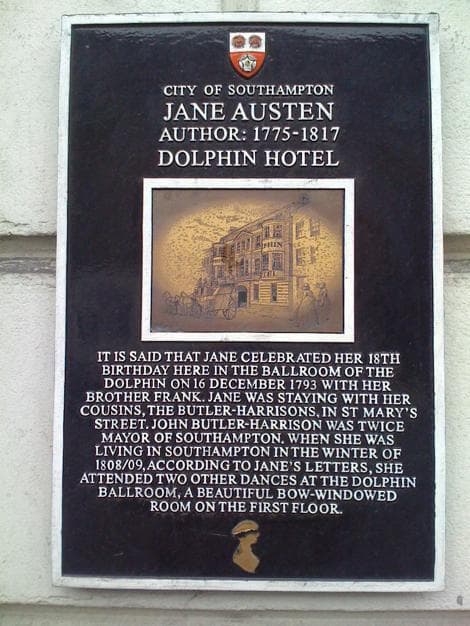 A Jane Austen history plaque, Southampton