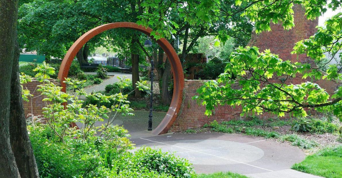 Steel archway in Southampton park