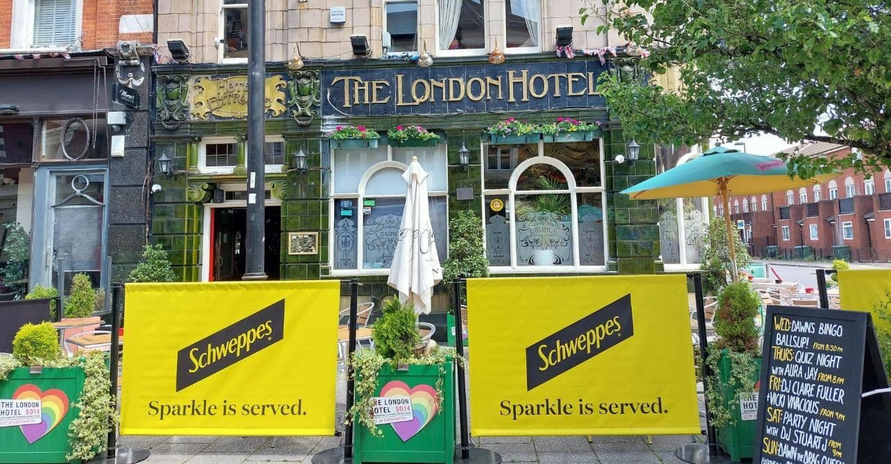 The London Hotel front of venue in the summer