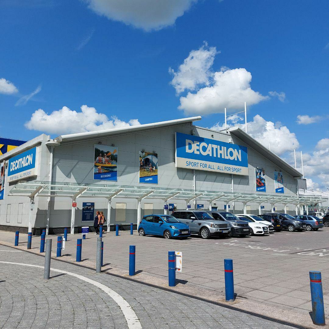 The exterior of Decathlon at West Quay retail park